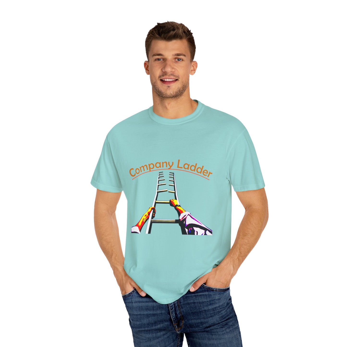Company Ladder Unisex Garment-Dyed T-shirt - Motivational Tee for Career Growth