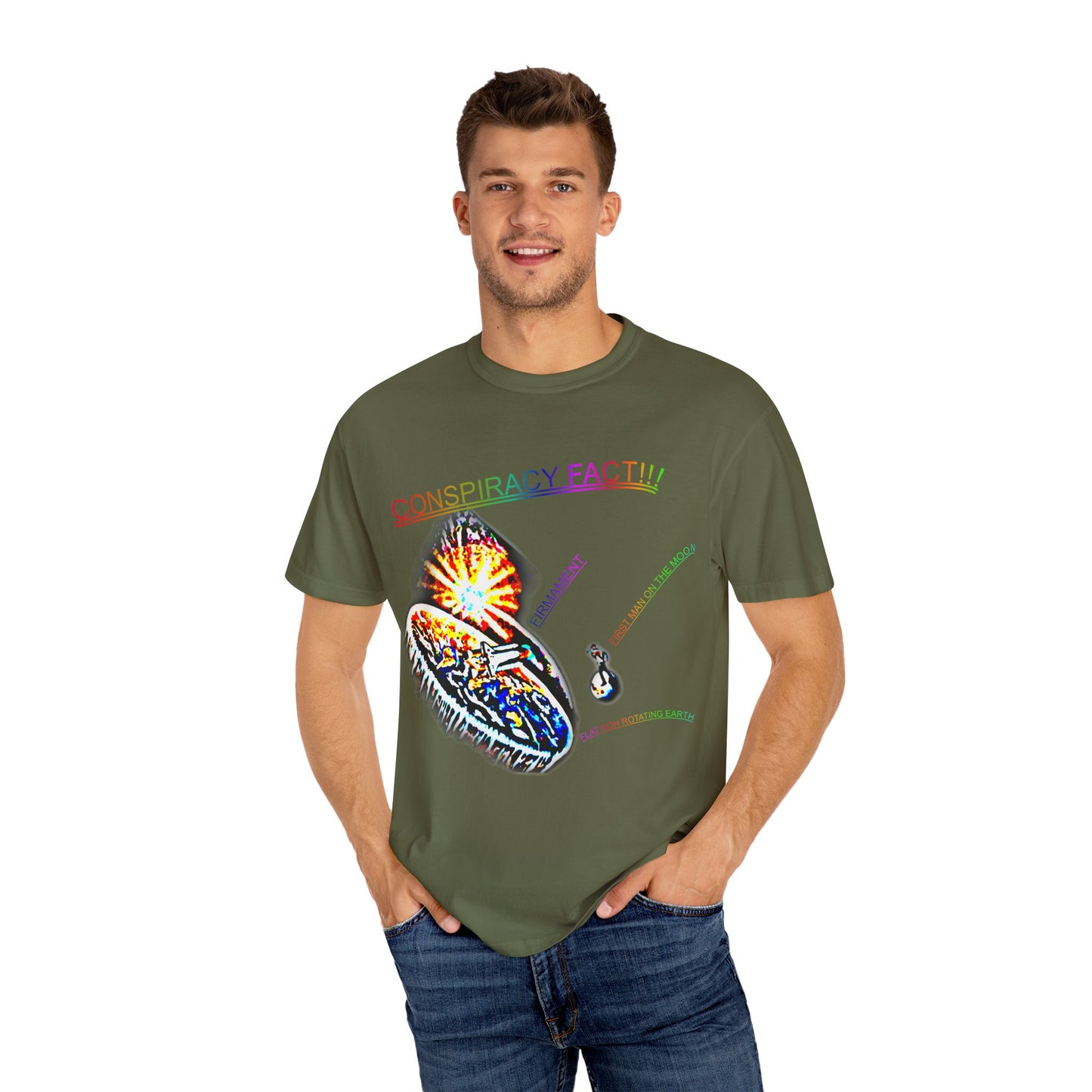 CONSPIRACY FACT FLAT EARTH Unisex Garment-Dyed T-shirt
