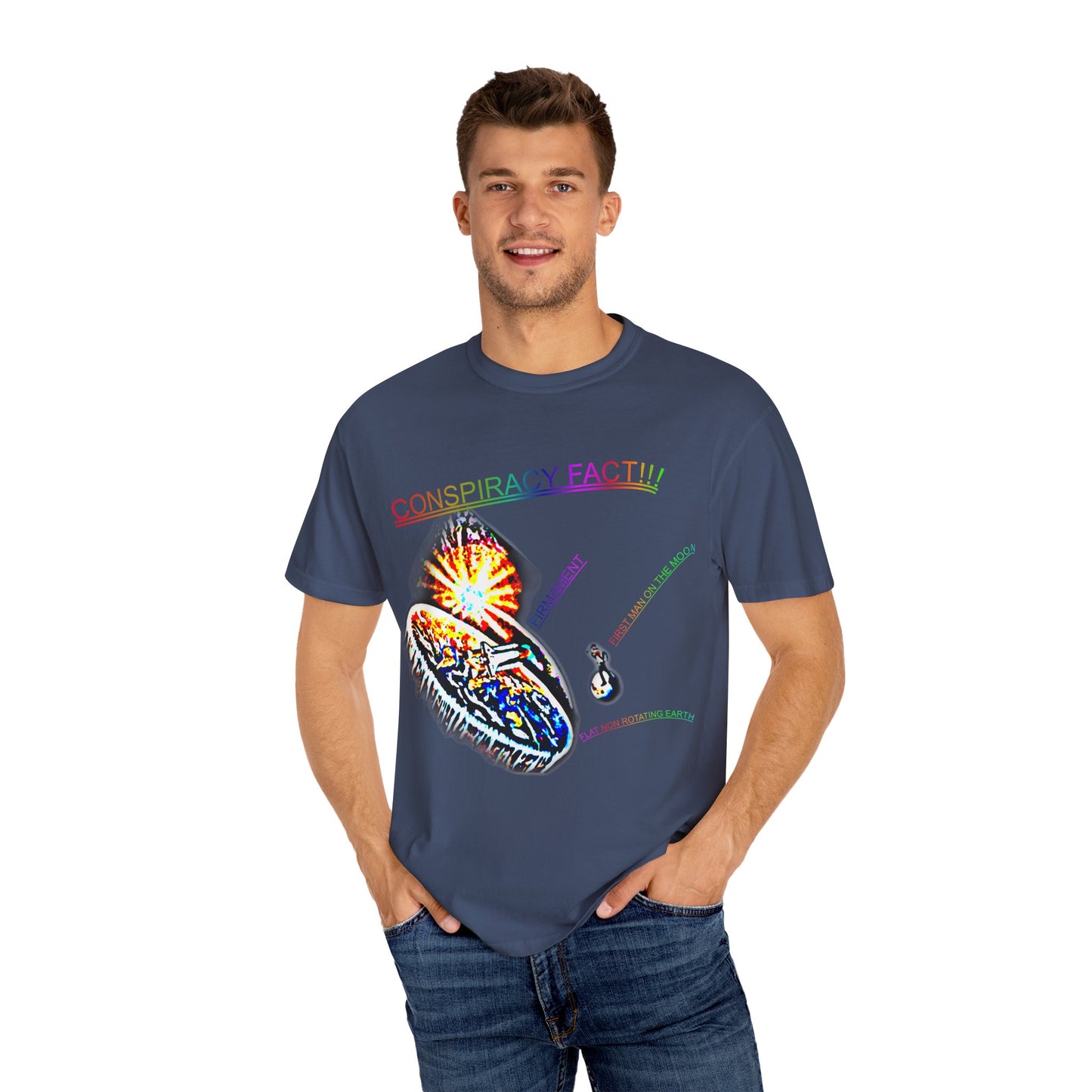 CONSPIRACY FACT FLAT EARTH Unisex Garment-Dyed T-shirt