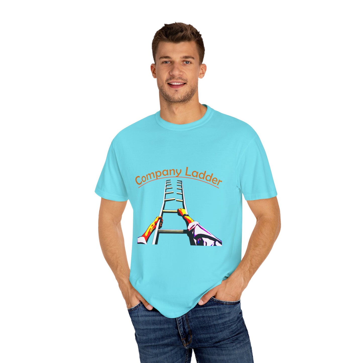 Company Ladder Unisex Garment-Dyed T-shirt - Motivational Tee for Career Growth