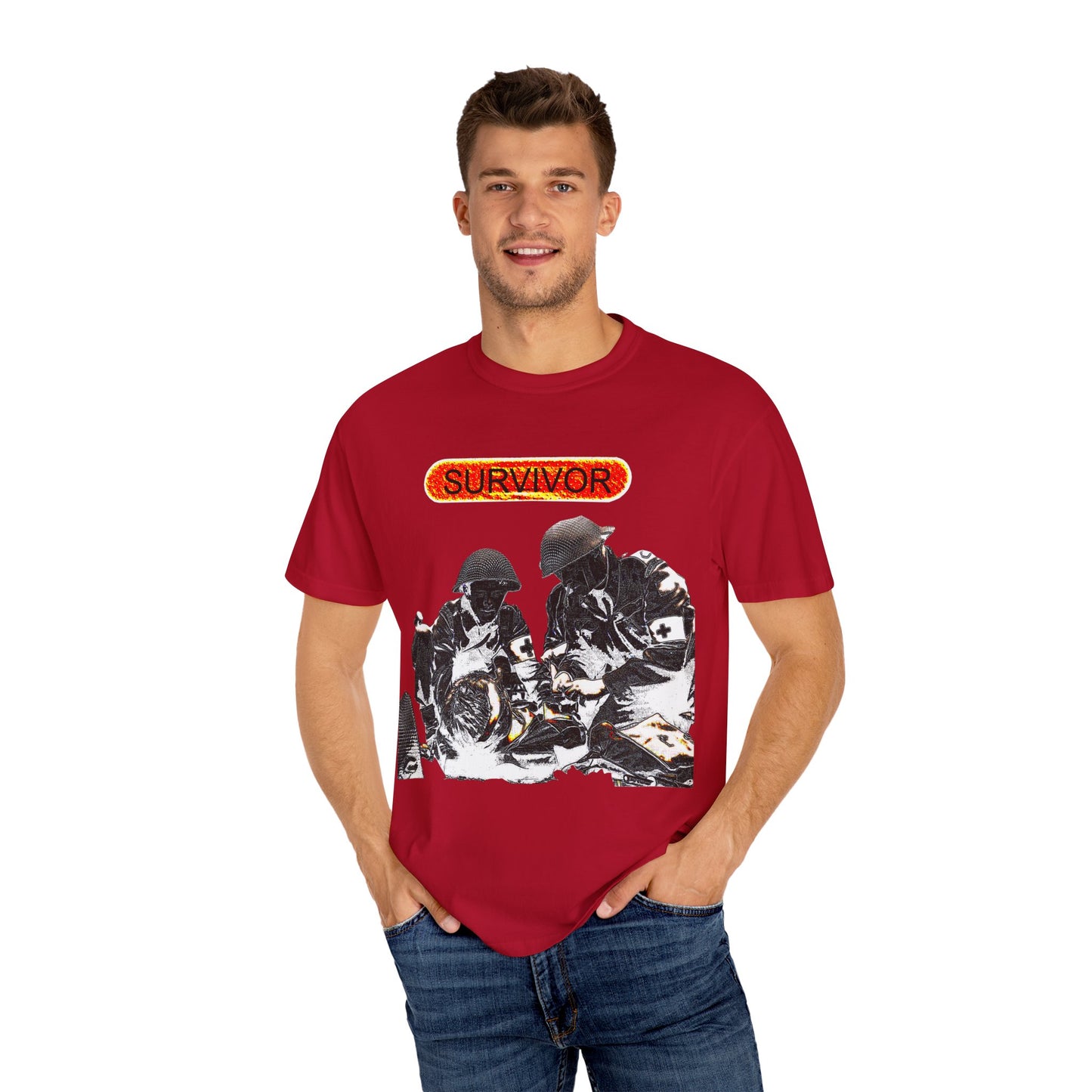 war veteran survivor Unisex Garment-Dyed T-shirt