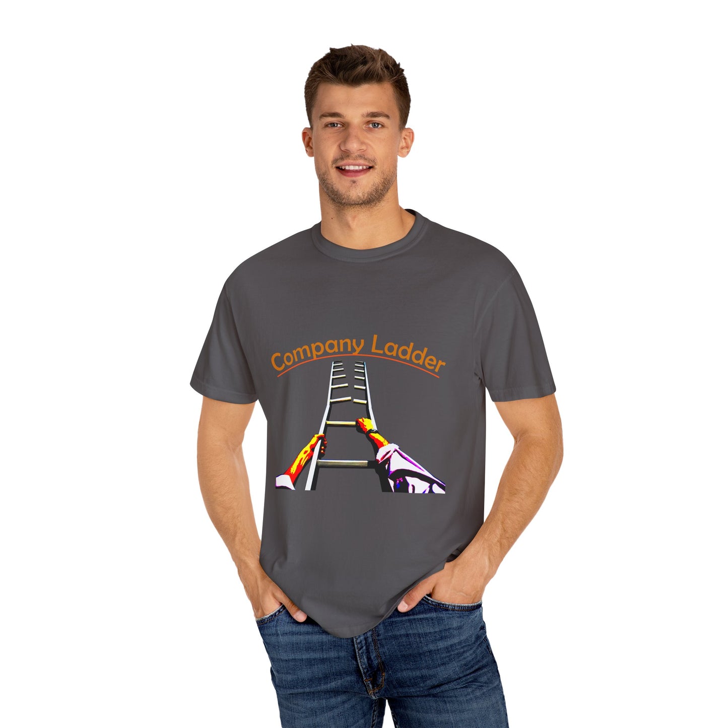 Company Ladder Unisex Garment-Dyed T-shirt - Motivational Tee for Career Growth