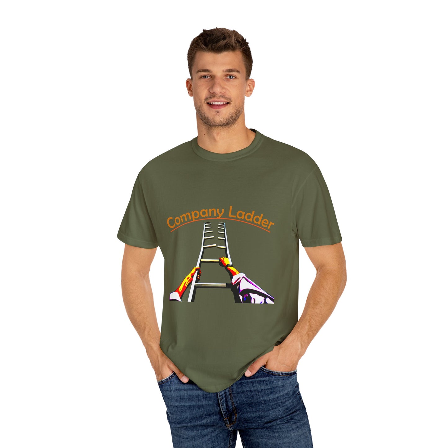 Company Ladder Unisex Garment-Dyed T-shirt - Motivational Tee for Career Growth