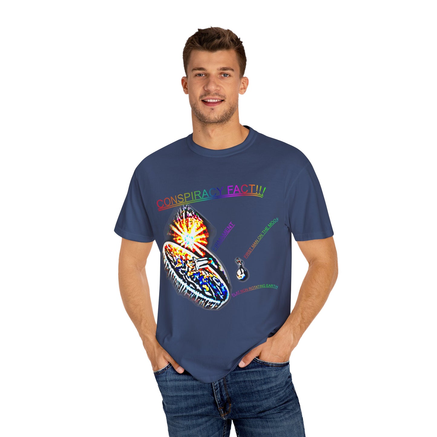 CONSPIRACY FACT FLAT EARTH Unisex Garment-Dyed T-shirt