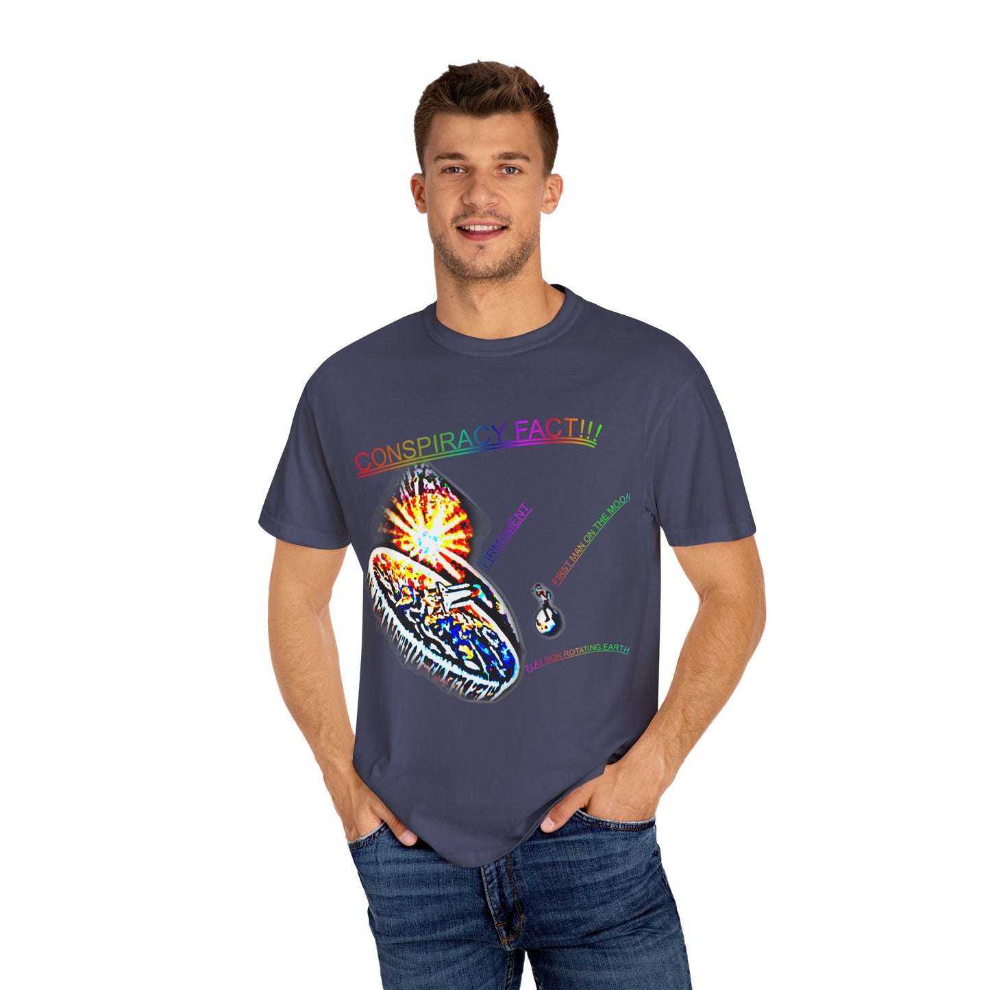CONSPIRACY FACT FLAT EARTH Unisex Garment-Dyed T-shirt