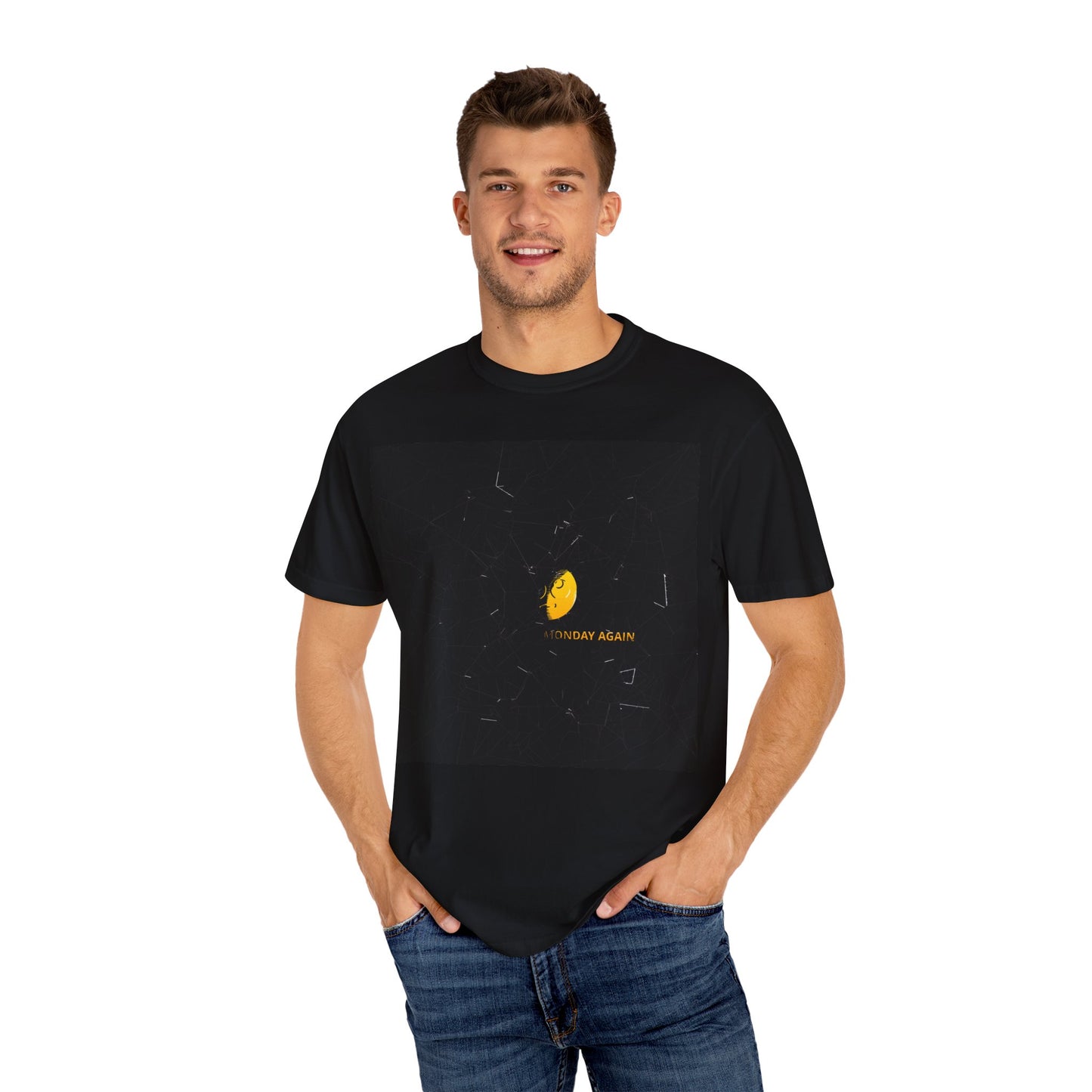 Dyed T-shirt IT'S MONDAY AGAIN Print