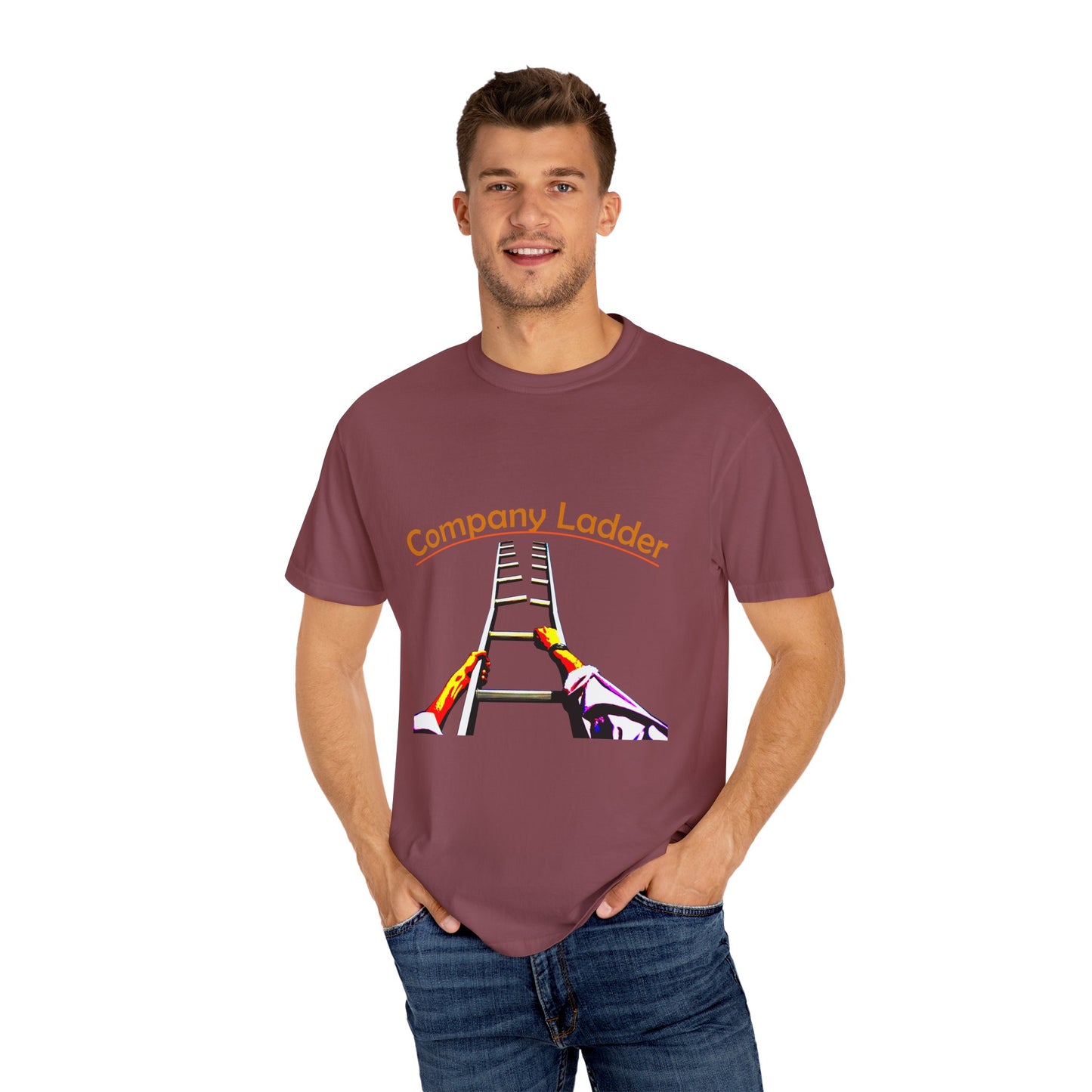 Company Ladder Unisex Garment-Dyed T-shirt - Motivational Tee for Career Growth