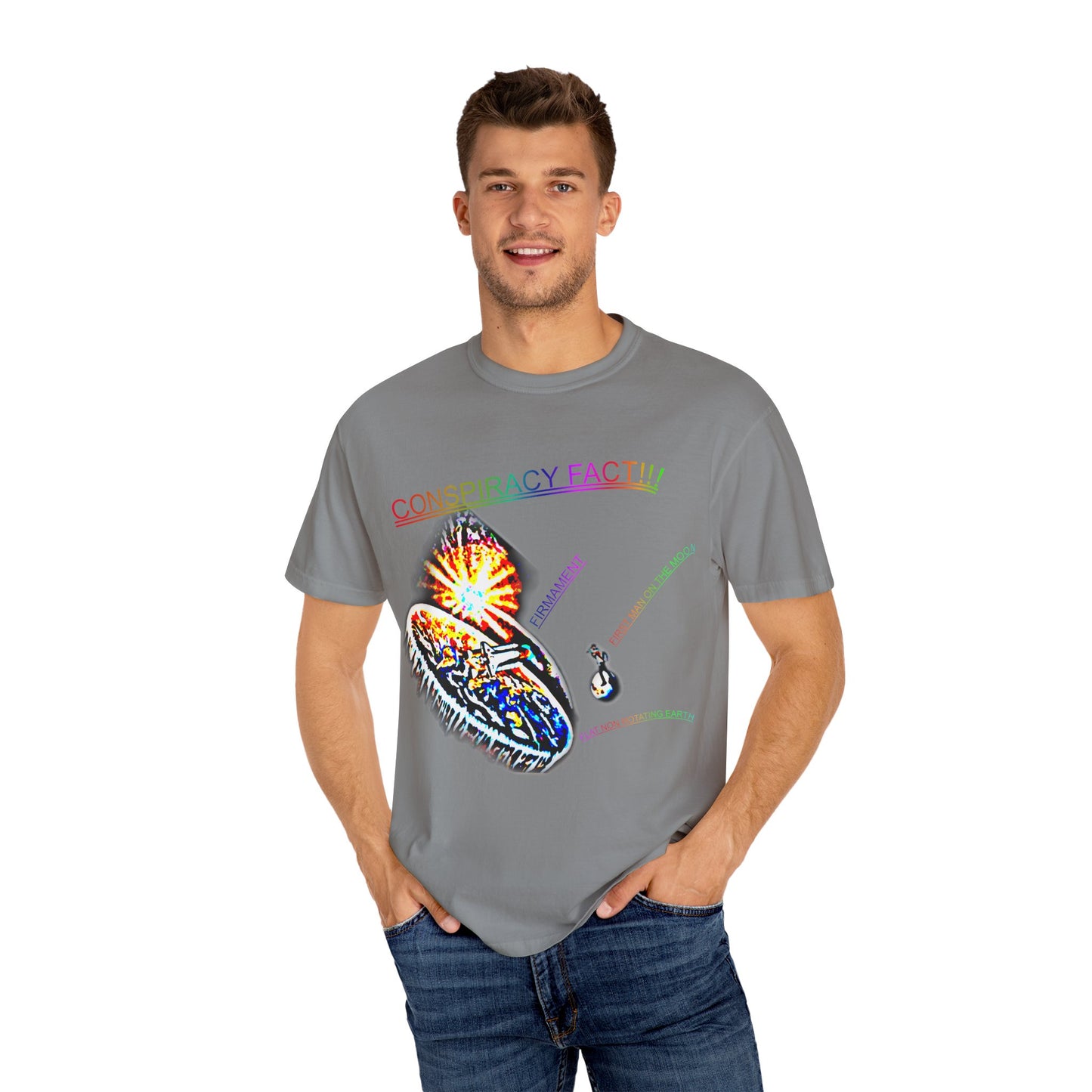CONSPIRACY FACT FLAT EARTH Unisex Garment-Dyed T-shirt