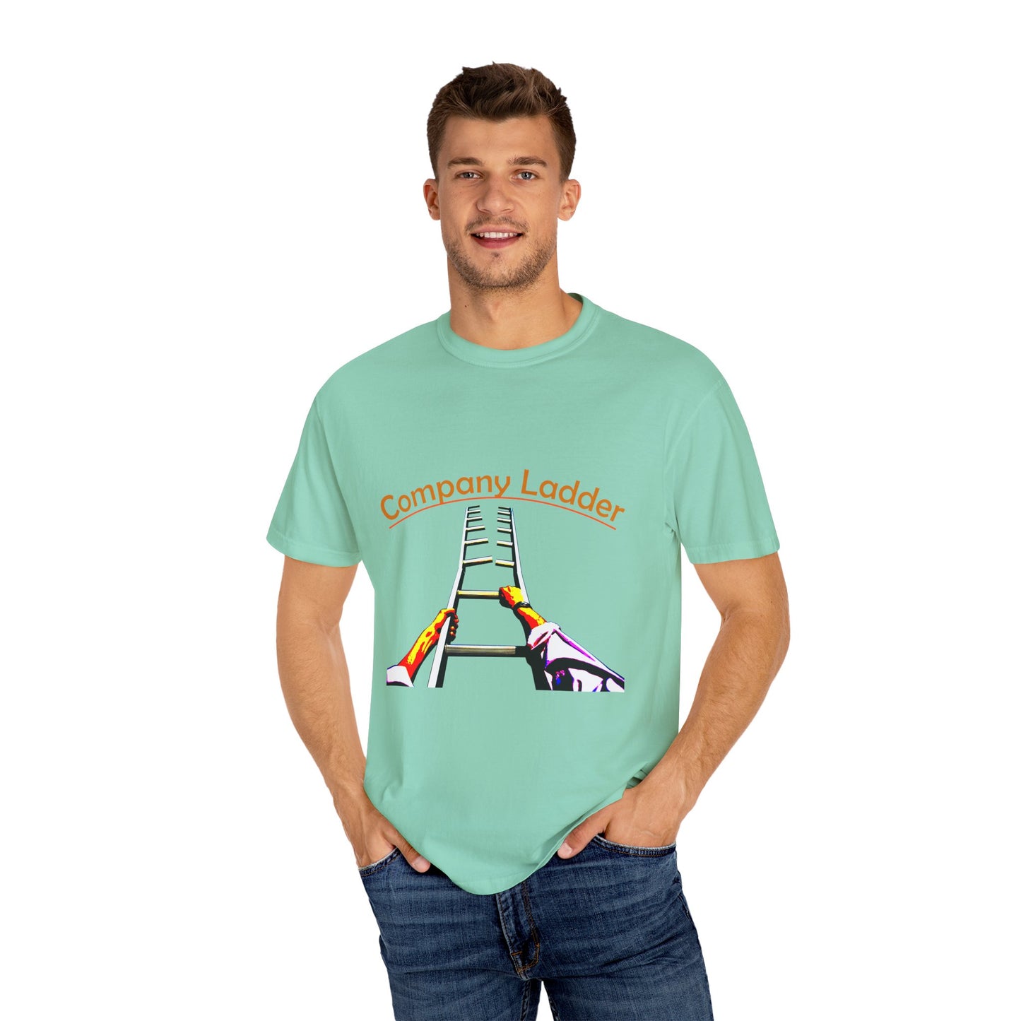Company Ladder Unisex Garment-Dyed T-shirt - Motivational Tee for Career Growth