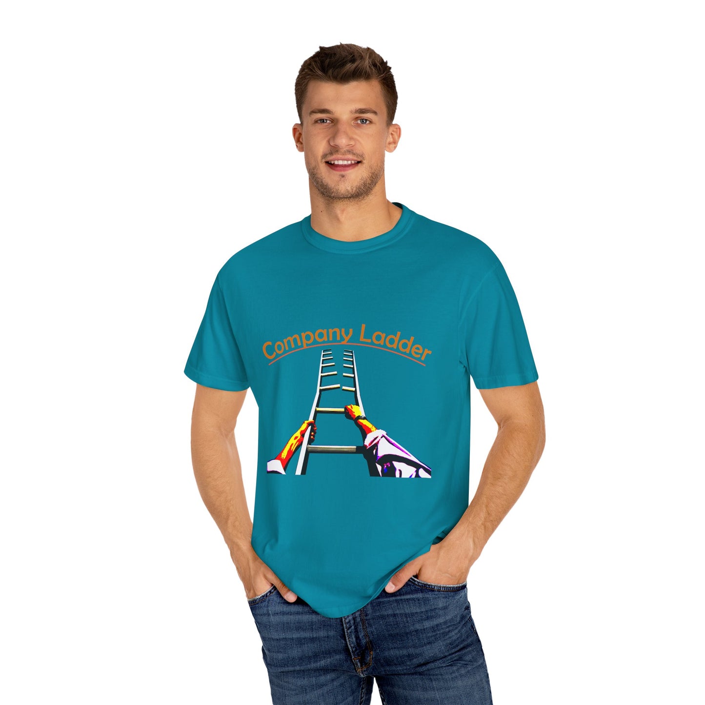 Company Ladder Unisex Garment-Dyed T-shirt - Motivational Tee for Career Growth