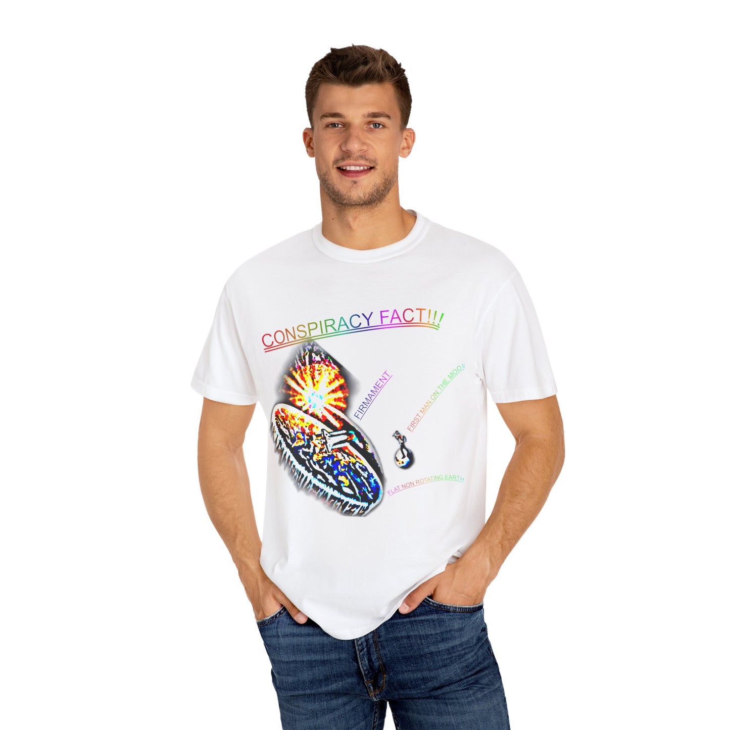 CONSPIRACY FACT FLAT EARTH Unisex Garment-Dyed T-shirt