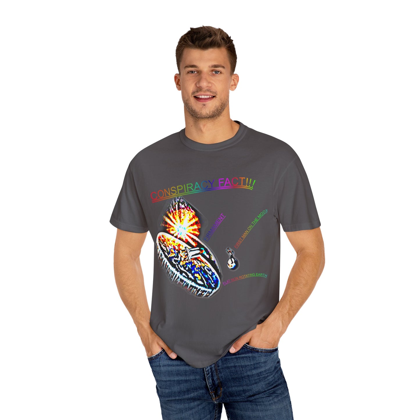 CONSPIRACY FACT FLAT EARTH Unisex Garment-Dyed T-shirt