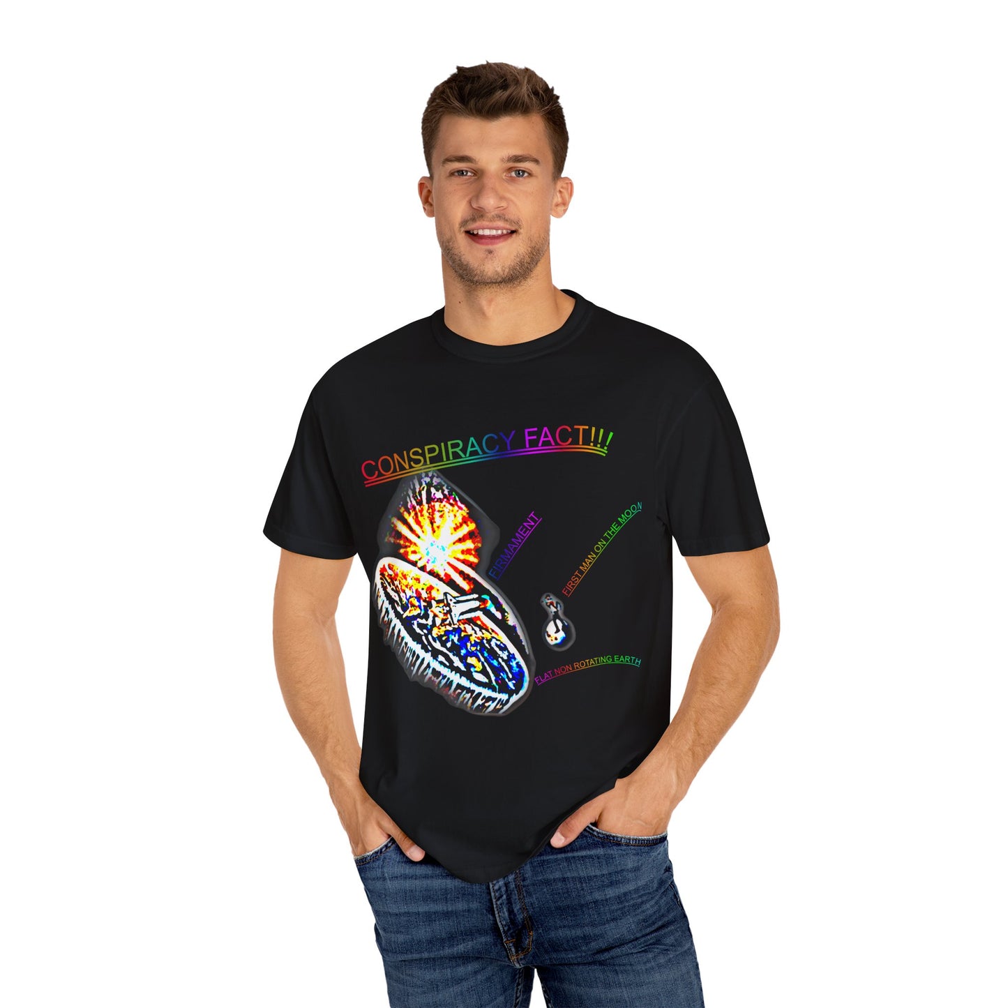 CONSPIRACY FACT FLAT EARTH Unisex Garment-Dyed T-shirt