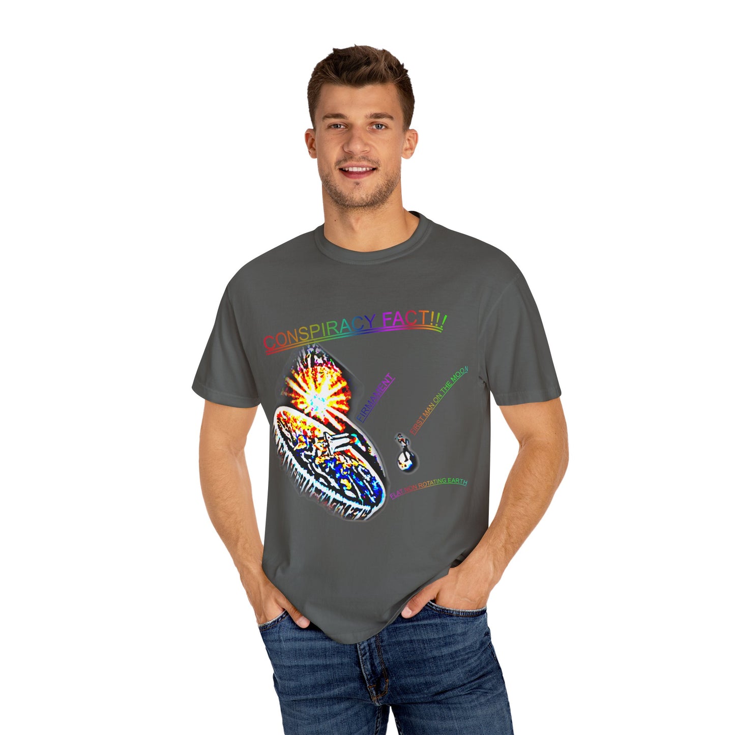 CONSPIRACY FACT FLAT EARTH Unisex Garment-Dyed T-shirt